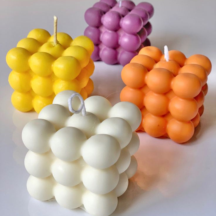 Handmade Scented Bubble Candle – Aesthetic Home Décor | Soy Wax Cube Candle | Unique Gift for Birthday, Wedding, or Self-Care