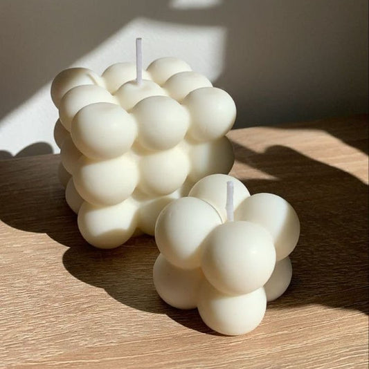 Handmade Scented Bubble Candle – Aesthetic Home Décor | Soy Wax Cube Candle | Unique Gift for Birthday, Wedding, or Self-Care